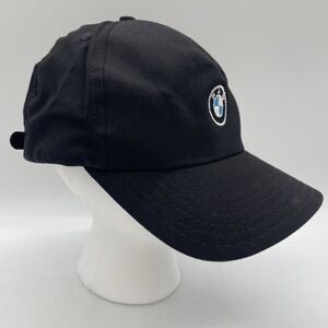 Vintage BMW Lifestyle Hat Cap Black Adjustable Leather Strap Made‎ in USA Logo